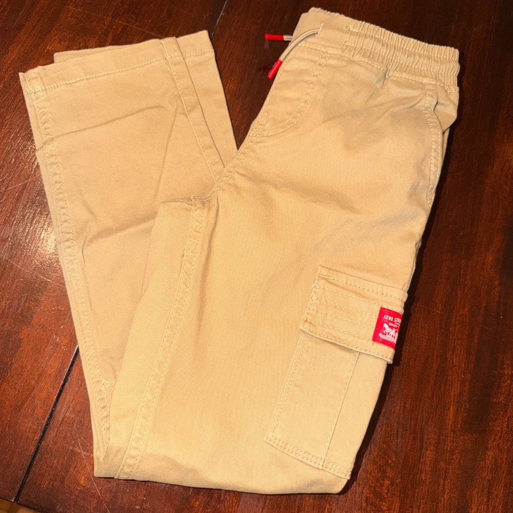 Levi Strauss Youth Cargo Pants Harvest Gold Khaki Tapered Leg Size 8 NWTโ